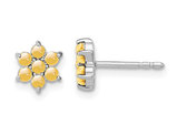 1.15 Carat (ctw) Citrine Flower Button Earrings in 14K White Gold