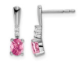 7/10 Carat (ctw) Pink Tourmaline Earrings in 14K White Gold with Accent Diamonds