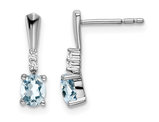 7/10 Carat (ctw) Aquamarine Earrings in 14K White Gold with Accent Diamonds