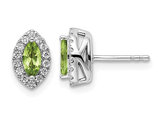 1/2 Carat (ctw) Green Peridot Halo Earrings in 14K White Gold Earrings with Lab-Grown Diamonds