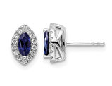 7/10 Carat (ctw) Lab-Created Blue Sapphire Halo Earrings in 14K White Gold Earrings with Lab-Grown Diamonds