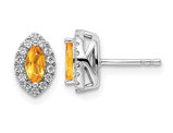 2/5 Carat (ctw) Citrine Halo Earrings in 14K White Gold with Lab-Grown Diamonds