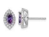 2/5 Carat (ctw) Amethyst Halo Earrings in 14K White Gold with Lab-Grown Diamonds