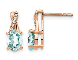 1.50 Carat (ctw) Aquamarine Drop Earrings in 10K Rose Pink Gold with Accent Diamonds
