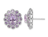 3.85 Carat (ctw) Purple Amethyst Flower Earrings in Sterling Silver