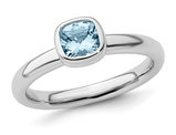 1/2 Carat (ctw) Cushion-Cut Aquamarine Ring in Sterling Silver