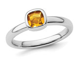 1/2 Carat (ctw) Cushion-Cut Citrine Ring in Sterling Silver