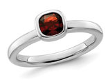 7/10 Carat (ctw) Cushion-Cut Garnet Ring in Sterling Silver