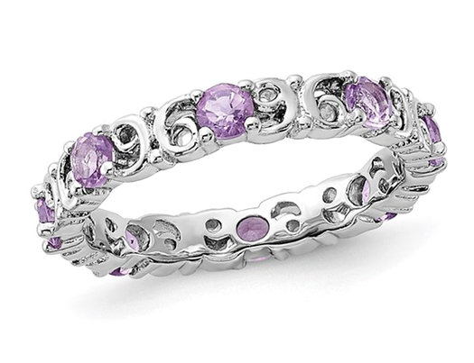 4/5 Carat Amethyst Band Ring in Sterling Silver