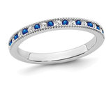 1/4 Carat (ctw) Blue Sapphire Semi-Eternity Wedding Band Ring in 14K White Gold with Diamonds