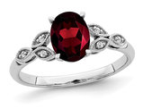 1.45 Carat (ctw) Oval-Cut Garnet Ring in 14K White Gold