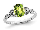 1.28 Carat (ctw) Oval-Cut Peridot Ring in 14K White Gold (SIZE 7)