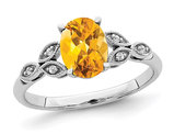 1.00 Carat (ctw) Oval-Cut Citrine Ring in 14K White Gold