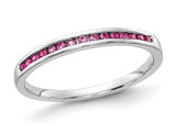 1/7 Carat (ctw) Pink Sapphire Wedding Band Ring in 14K White Gold