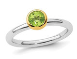1/2 Carat (ctw) Round Peridot Ring in Sterling Silver