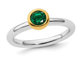 1/2 Carat (ctw) Lab-Created Emerald Ring in Sterling Silver