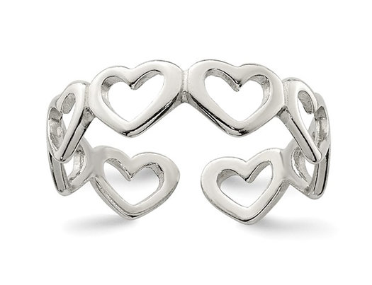 Sterling Silver Cut-out Hearts Toe Ring