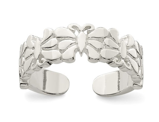 Sterling Silver Polished Polished Butterflies Toe Ring