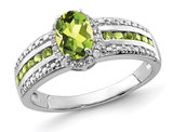 1.27 Carat (ctw) Green Peridot Halo Ring in Sterling Silver with White Topaz