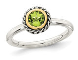 1/2 Carat (ctw) Green Peridot Ring in Sterling Silver
