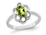 2/5 Carat (ctw) Oval Peridot Ring in Sterling Silver