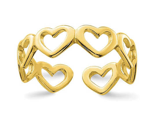 Gold Plated Sterling Silver Cut-out Hearts Toe Ring