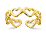 Gold Plated Sterling Silver Cut-out Hearts Toe Ring