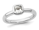 3/4 Carat (ctw) Cushion-Cut White Topaz Ring in Sterling Silver