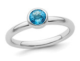 3/5 Carat (ctw) Blue Topaz Solitaire Ring in Sterling Silver