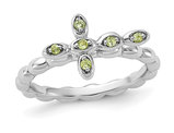 1/10 Carat (ctw) Peridot Cross Ring in Sterling Silver