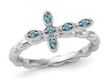 1/8 Carat (ctw) Blue Topaz Cross Ring in Sterling Silver