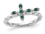 1/10 Carat (ctw) Lab-Created Emerald Cross Ring in Sterling Silver