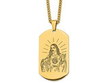Men's Dog Tag Jesus Pendant Necklace in Yellow Plated Stainless Steel with Chain