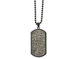Mens Stainless Steel Black Sedimentary Rock Dogtag Pendant Necklace with Chain (24 Inches)