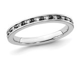 1/5 Carat (ctw) Black & White Diamond Wedding Band Ring in Sterling Silver