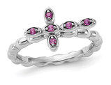 1/8 Carat (ctw) Lab-Created Ruby Cross Ring in Sterling Silver