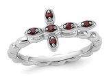 1/8 Carat (ctw) Garnet Cross Ring in Sterling Silver