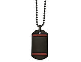 Mens Black Stainless Steel Dogtag Pendant Necklace with Tiger Eye and Chain (22 Inches)