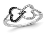 1/7 Carat (ctw) Black & White Diamond Heart Promise Ring in 14K White Gold