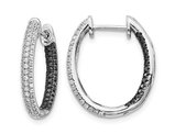 9/10 Carat (ctw) Black and White Diamond In-and-Out Hoop Earrings in 14K White Gold