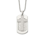 Mens Stainless Steel Cross Dogtag Pendant Necklace with Chain (24 Inches)