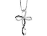 1/4 Carat (ctw) Black & White Diamond Cross Pendant Necklace in Sterling Silver with Chain
