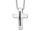 1/10 Carat (ctw) Black Diamond Cross Pendant Necklace in Sterling Silver with Chain