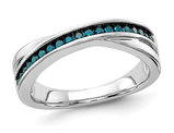 1/5 Carat (ctw) Blue Diamond Wedding Band Ring in 14K White Gold