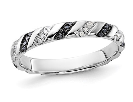 1/5 Carat (ctw) Black & White Diamond Band Ring in Sterling Silver