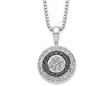 1/3 Carat (ctw) Black & White Diamond Circle Pendant Necklace in Sterling Silver with Chain