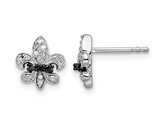 1/7 Carat (ctw) Black & White Diamond Fleur de Lis Earrings in Sterling Silver
