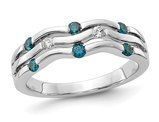 1/4 Carat (ctw) Blue and White Diamond Wavy Ring in 14K White Gold