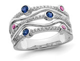 1/4 Carat (ctw) Lab-Created Blue and Pink Sapphire Ring in 14K White Gold with Lab-Grown Diamonds