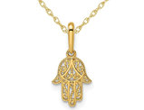 14K Yellow Gold Hamsa Pendant Necklace with Chain